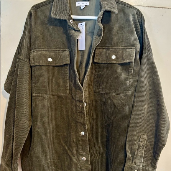 Topshop Jackets & Blazers - (NWT) Topshop Army Green Corduroy Utility Jacket